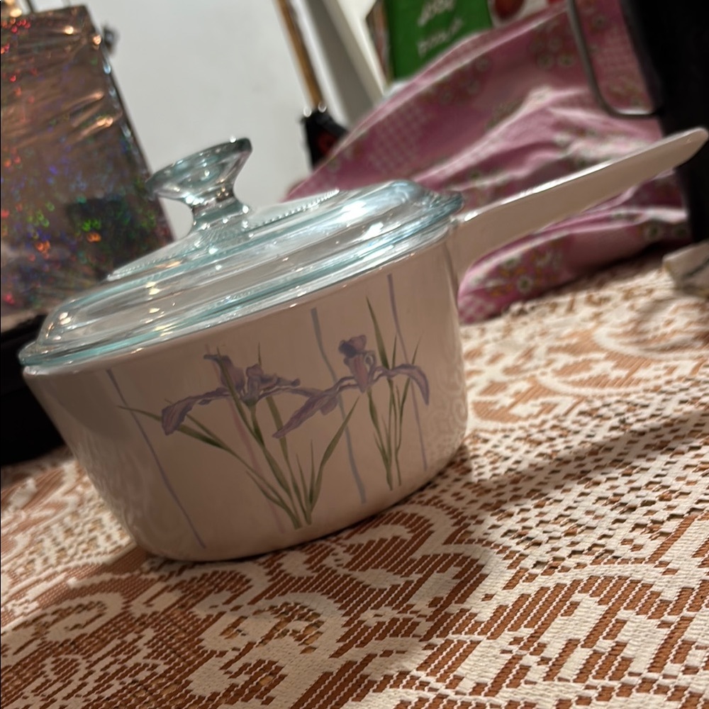 Corningware Clear Glass Pan with White Handle